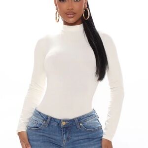 Fashion Nova White Long Sleeve Bodysuit